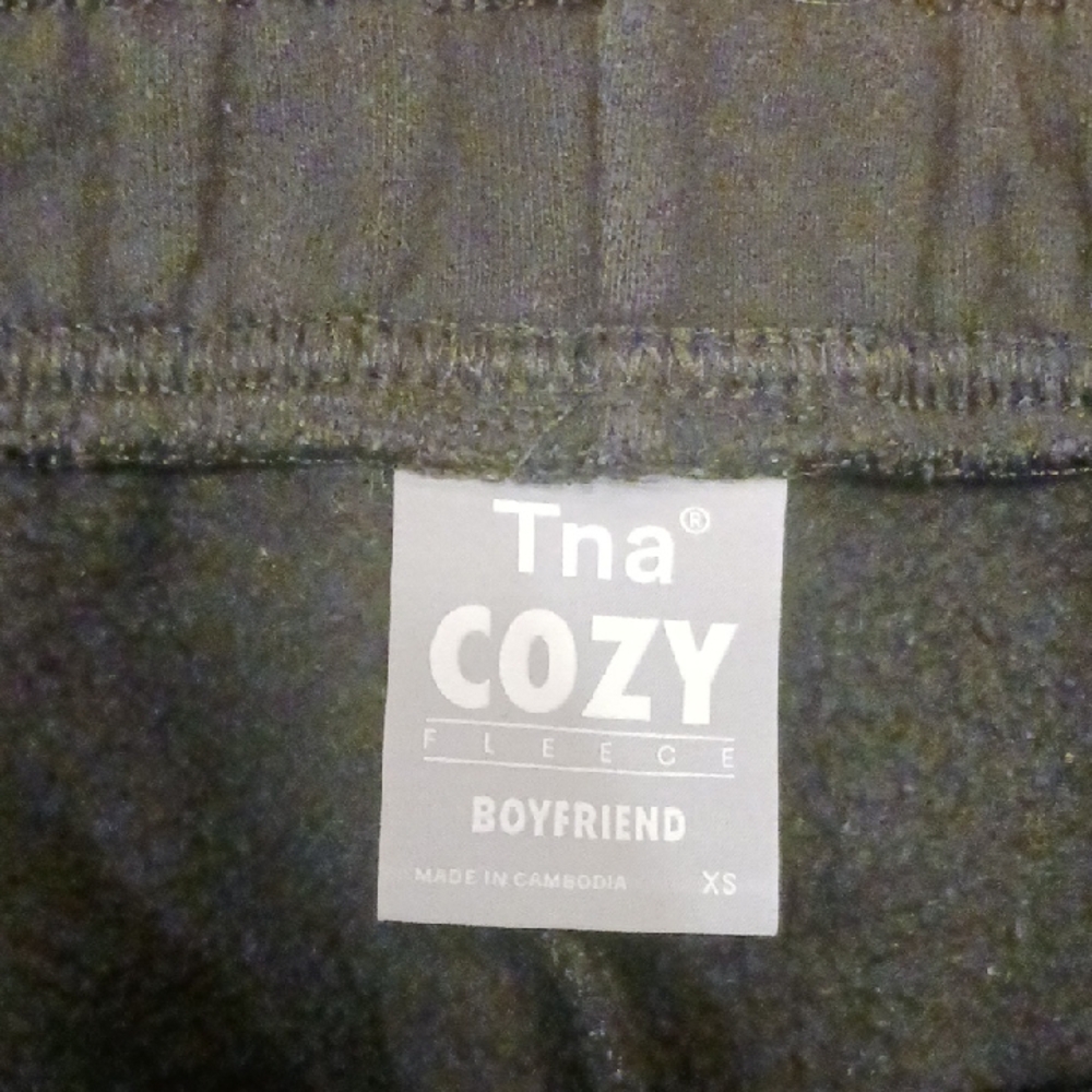TNA Cozy Fleece Boyfriend Pants in Black